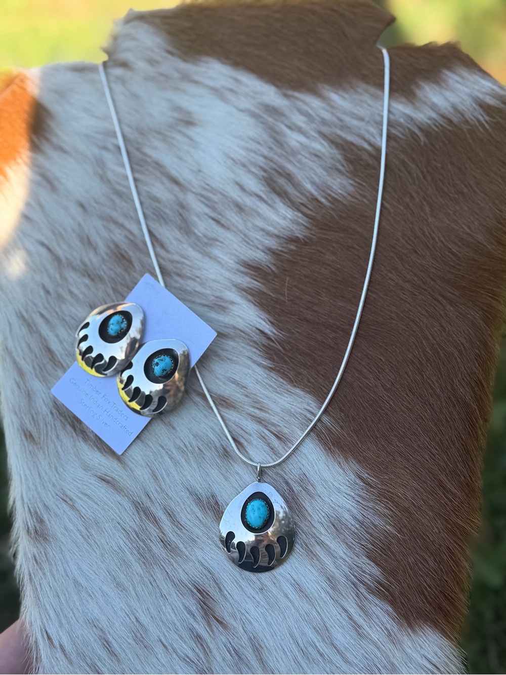 VTG Native American Sterling Silver Bear Paw Set